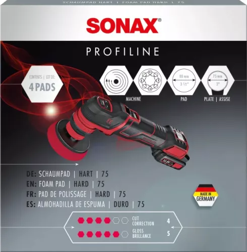 Sonax SchaumPad hart Polírozó szivacs piros kemény 75mm (rotációs)