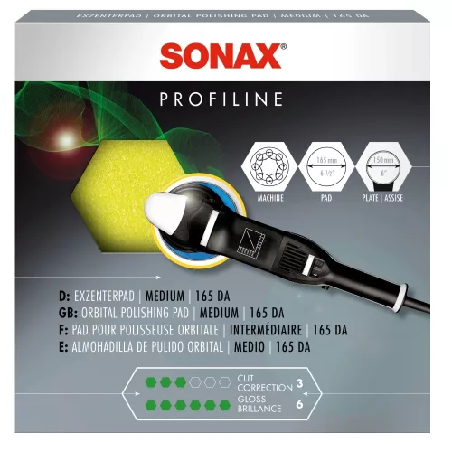 Sonax ExzenterPad medium Polírozó szivacs sárga közepes keménységű 165mm (excenteres) 