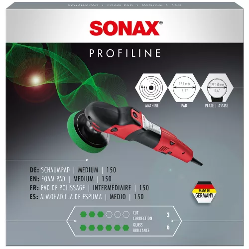 Sonax ExzenterPad medium Polírozó szivacs zöld közepes keménységű 143mm (excenteres)