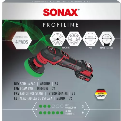 Sonax ExzenterPad medium Polírozó szivacs zöld közepes keménységű 75mm (excenteres)