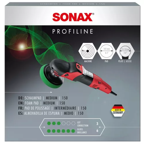 Sonax SchaumPad medium Polírozó szivacs zöld közepes keménységű 150mm (rotációs)